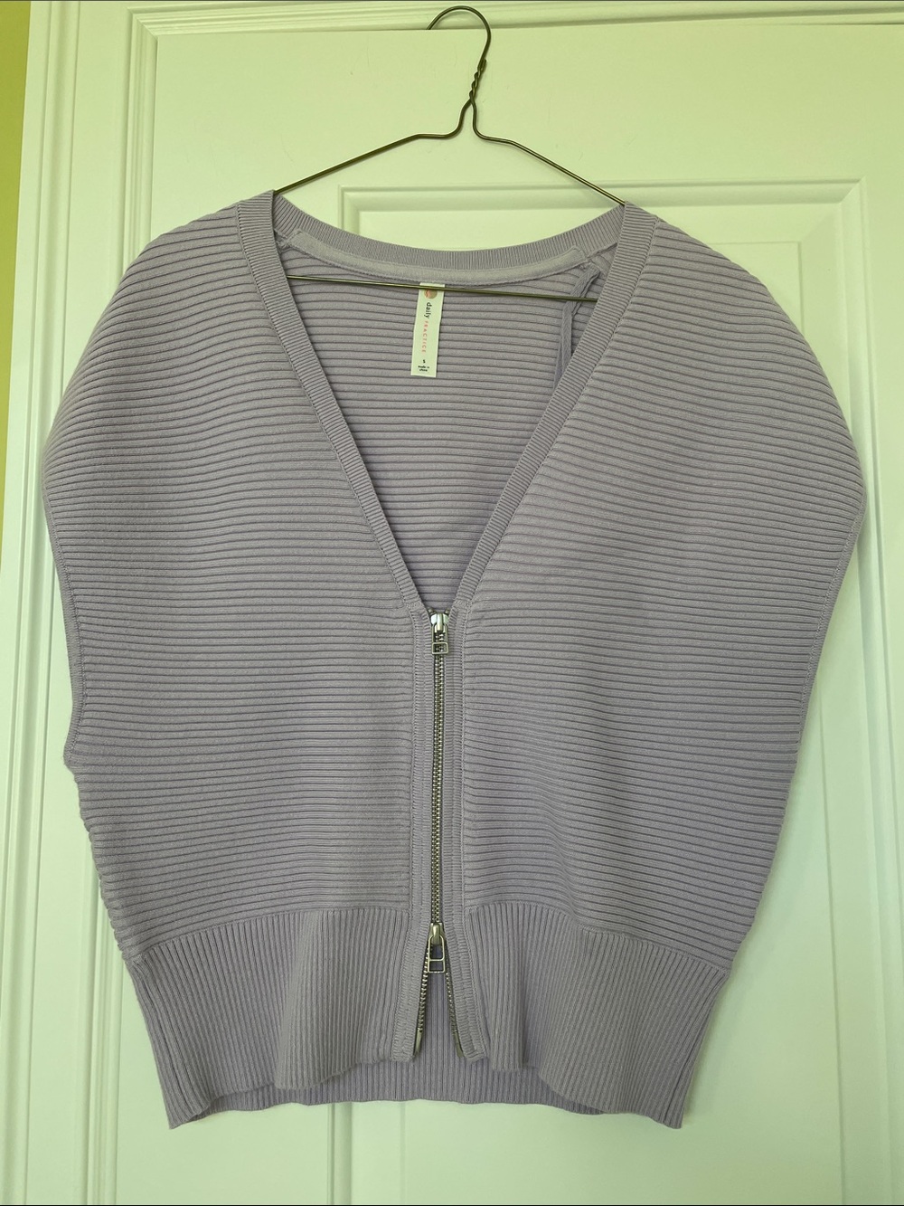 Anthropologie Lilac Ribbed V-Neck Zip Front Sweater